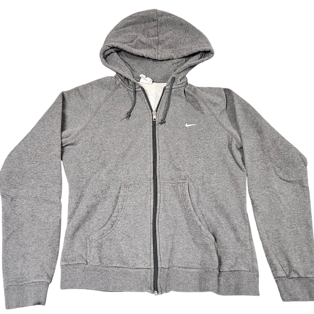 Nike Hoodie L Gray Full Zip‎ Fleece Lined Classic Swoosh Athleisure Minimalist